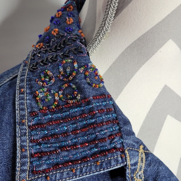 Westbound Denim Jacket with Beading Some Beads coming off Cotton Size Large - Picture 5 of 16
